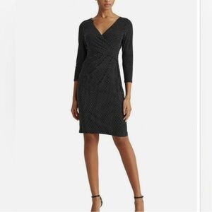 Lauren Ralph Lauren black white polka dot wrap dress